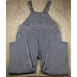 Key Imperial Railroad Style Bib Overalls Mens 44x30 Blue Hickory Stripe